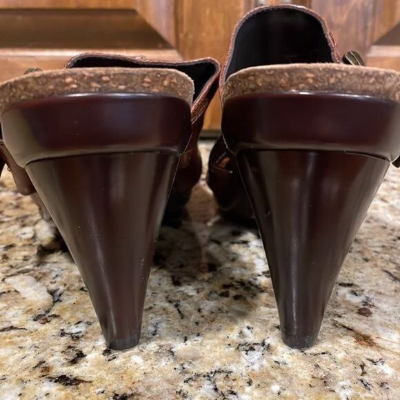 Caressa Fisher Mule size 8 brown, Leather upper & linings NEW 3” heel 4” w/sole - Picture 7 of 14